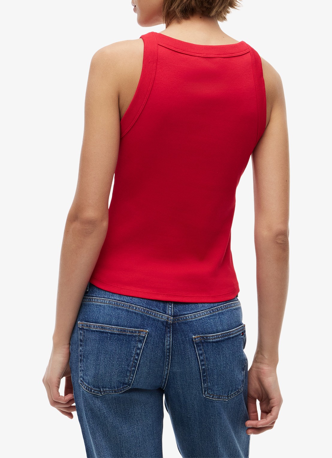 Tommy Hilfiger Tanktop met ribstructuur - achterkant 2 rood
