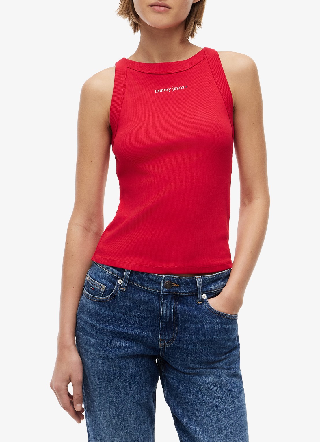 Tommy Hilfiger Tanktop met ribstructuur - detail 3 rood