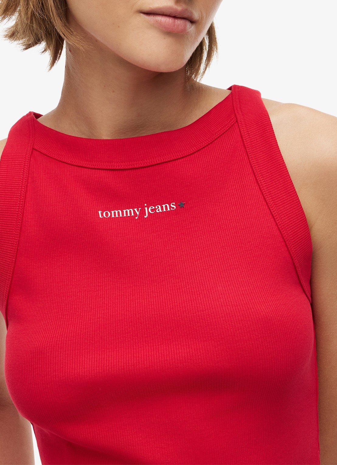 Tommy Hilfiger Tanktop met ribstructuur - detail 4 rood