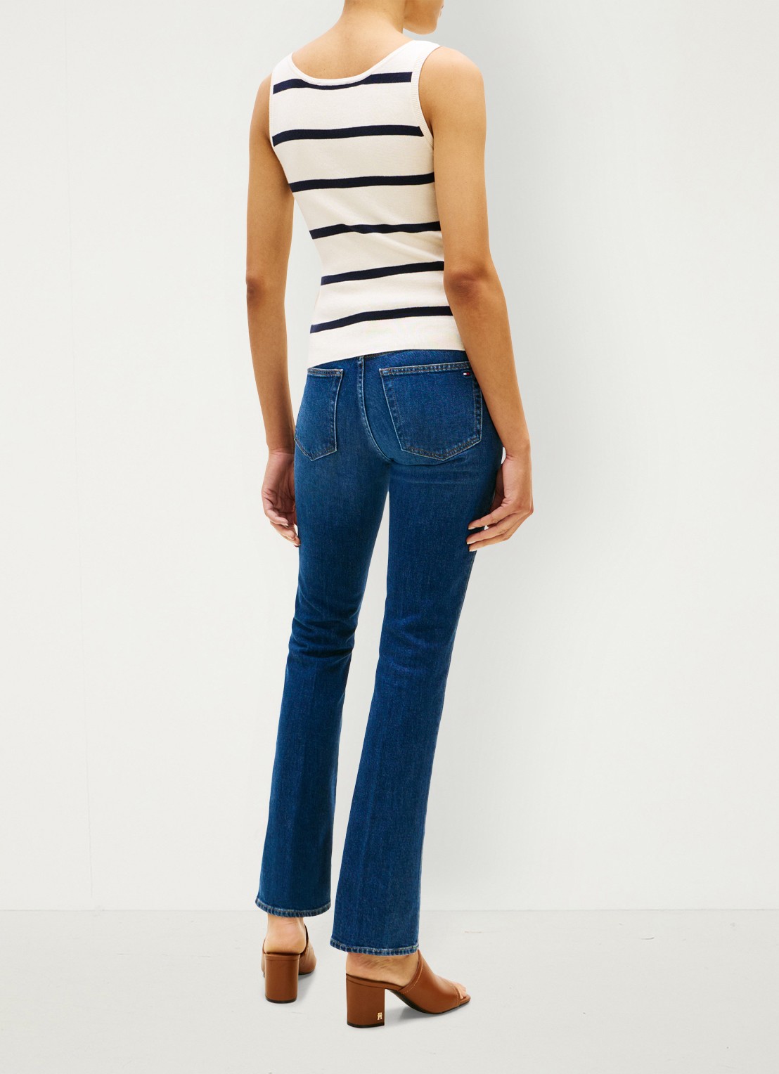 Tommy Hilfiger Tanktop met streepprint en logoborduring - achterkant wit