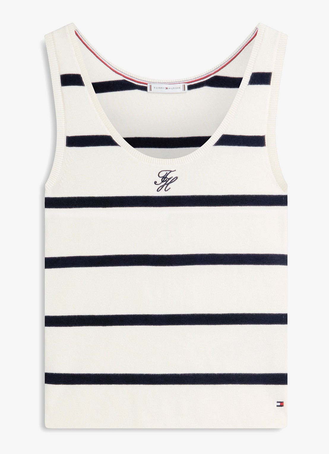 Tommy Hilfiger Tanktop met streepprint en logoborduring - voorkant 2 wit