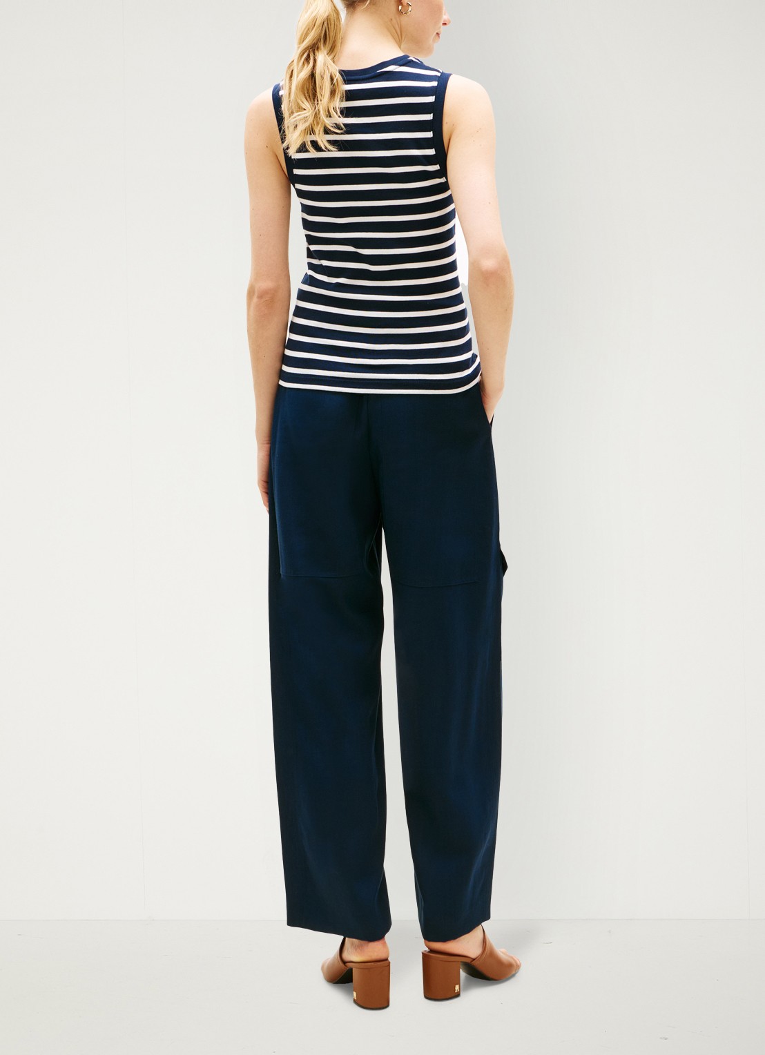 Tommy Hilfiger Tanktop met streepprint - achterkant 3 donkerblauw