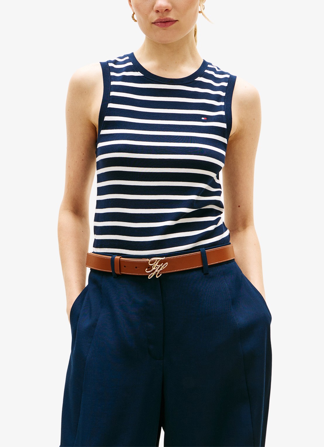 Tommy Hilfiger Tanktop met streepprint - detail 4 donkerblauw