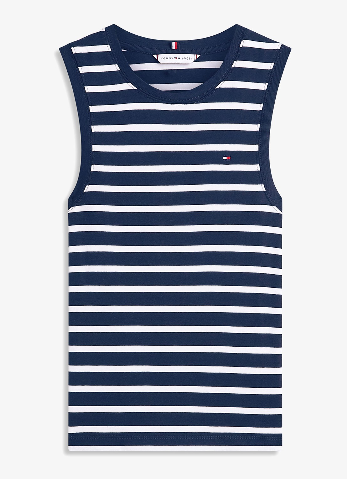 Tommy Hilfiger Tanktop met streepprint - voorkant donkerblauw