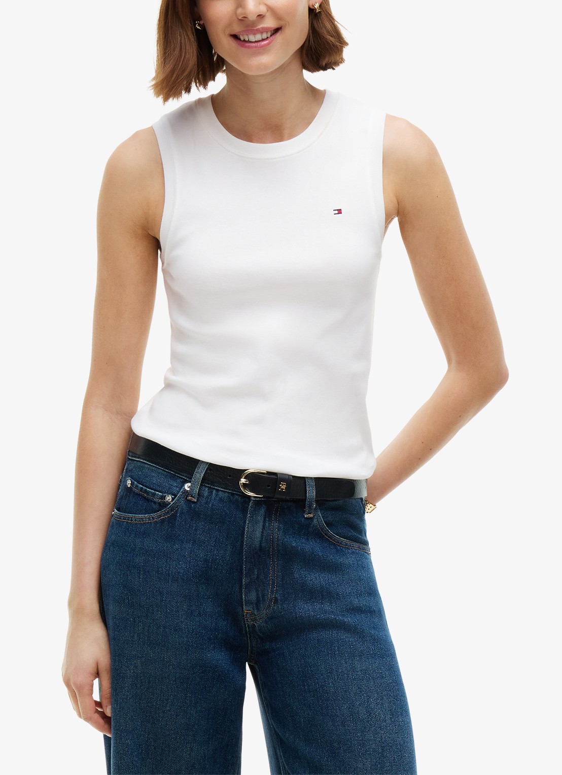 Tommy Hilfiger Tanktop met streepprint - detail 3 wit