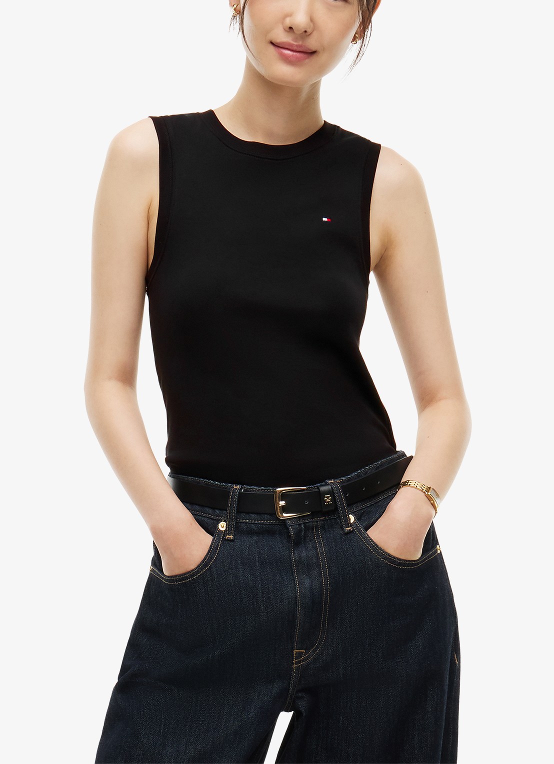 Tommy Hilfiger Tanktop met streepprint - detail 4 zwart