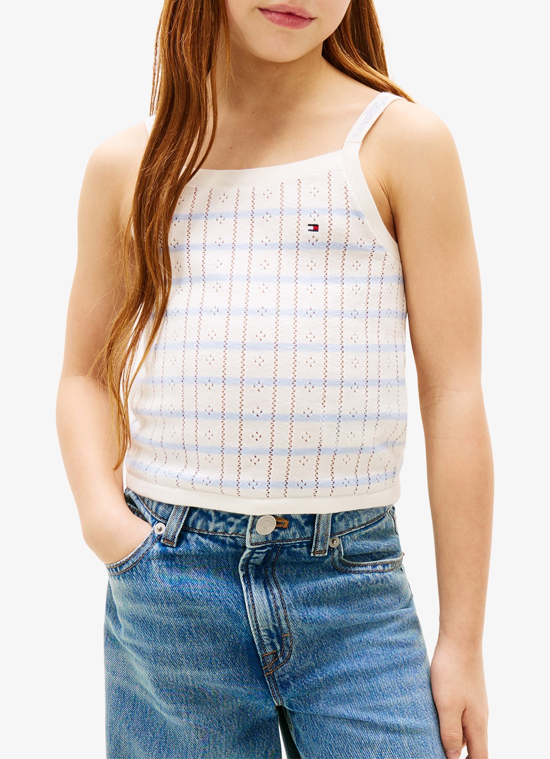Tommy Hilfiger Tanktop met streepprint - detail ivoor