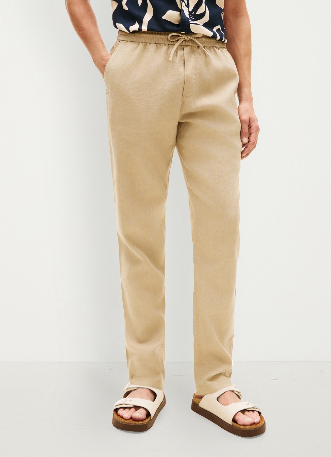 Tommy Hilfiger Tapered fit chino in linnenblend - detail 4 khaki