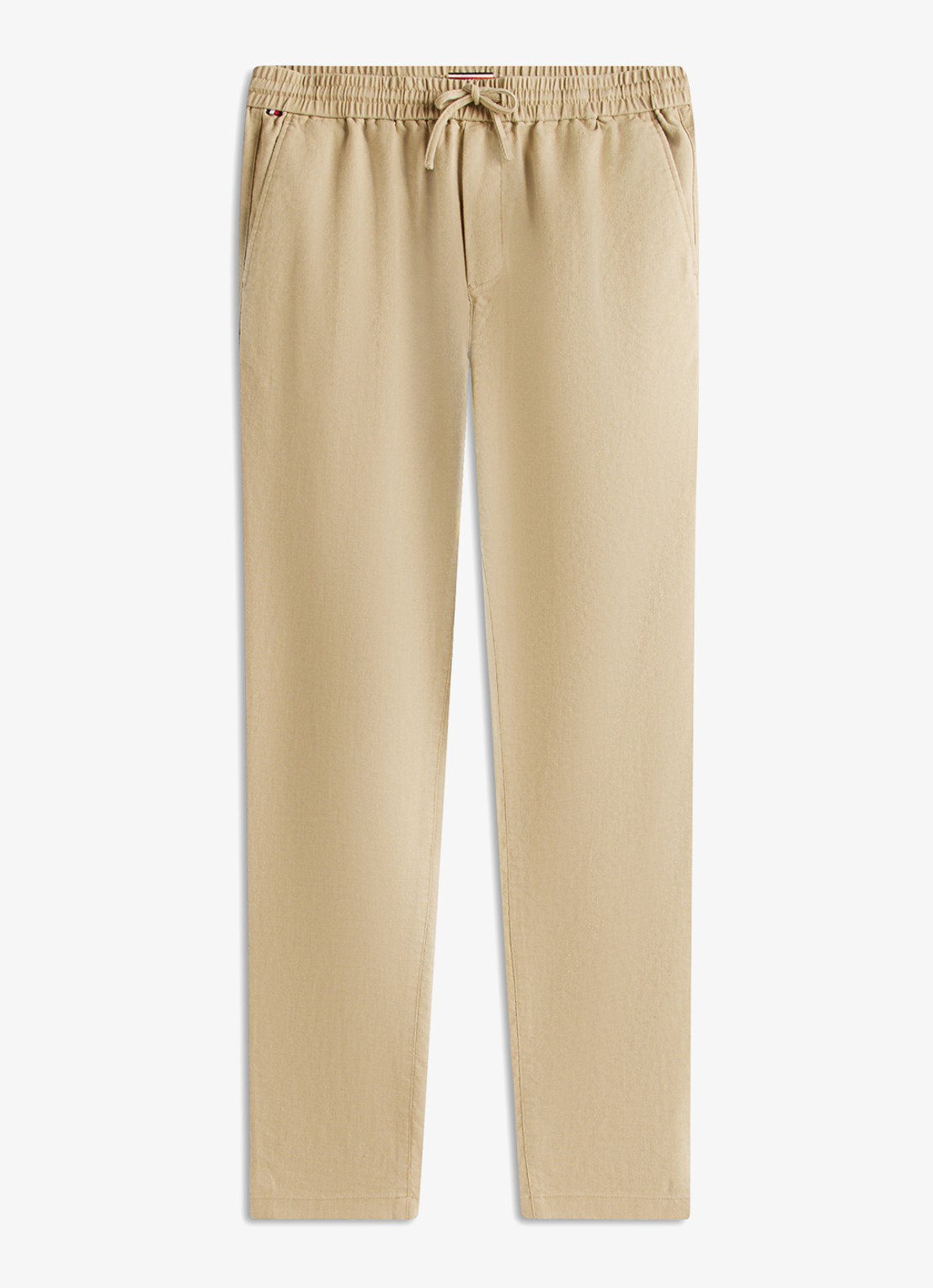 Tommy Hilfiger Tapered fit chino in linnenblend - voorkant khaki