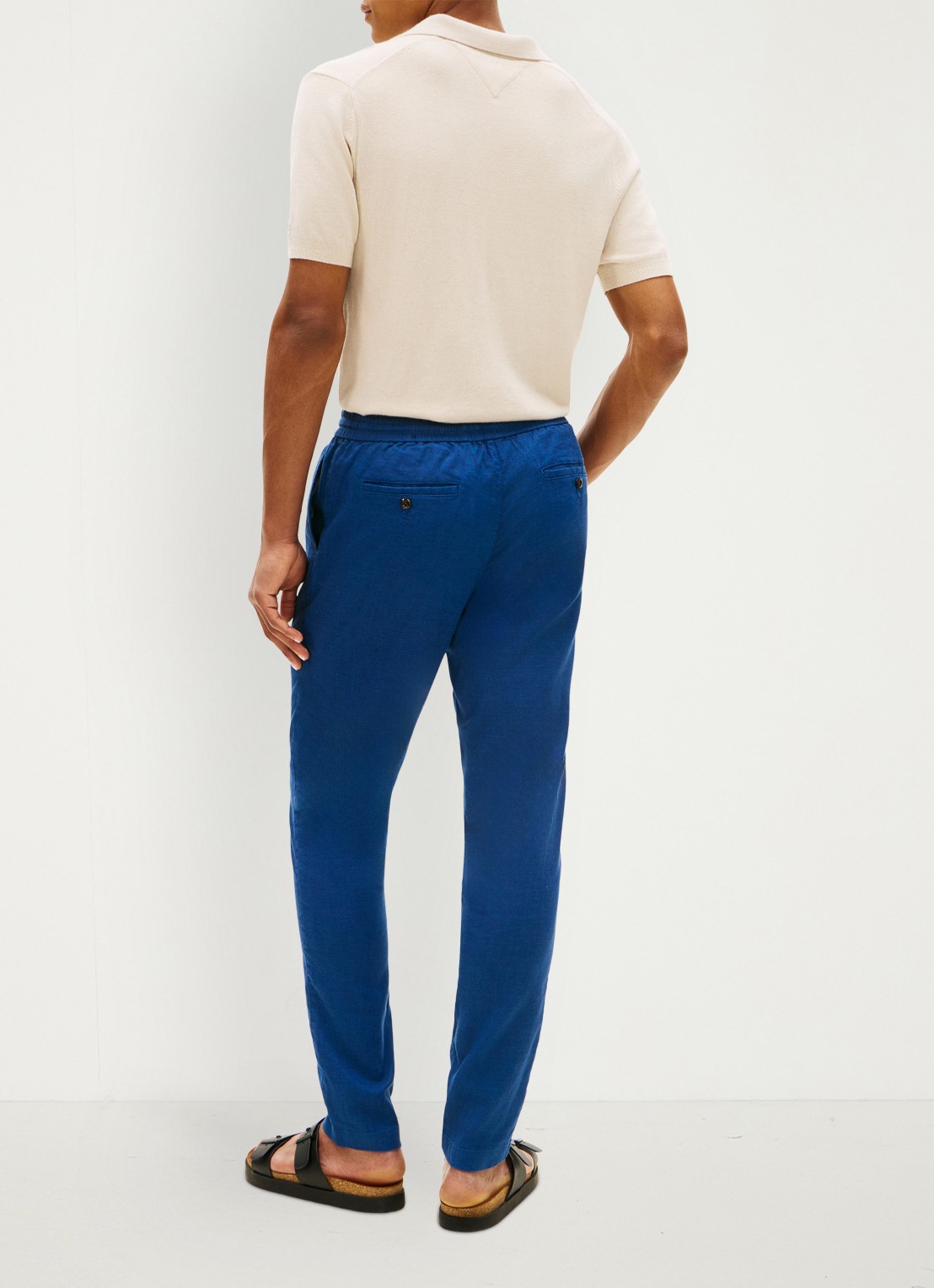 Tommy Hilfiger Tapered fit chino in linnenblend - achterkant denim