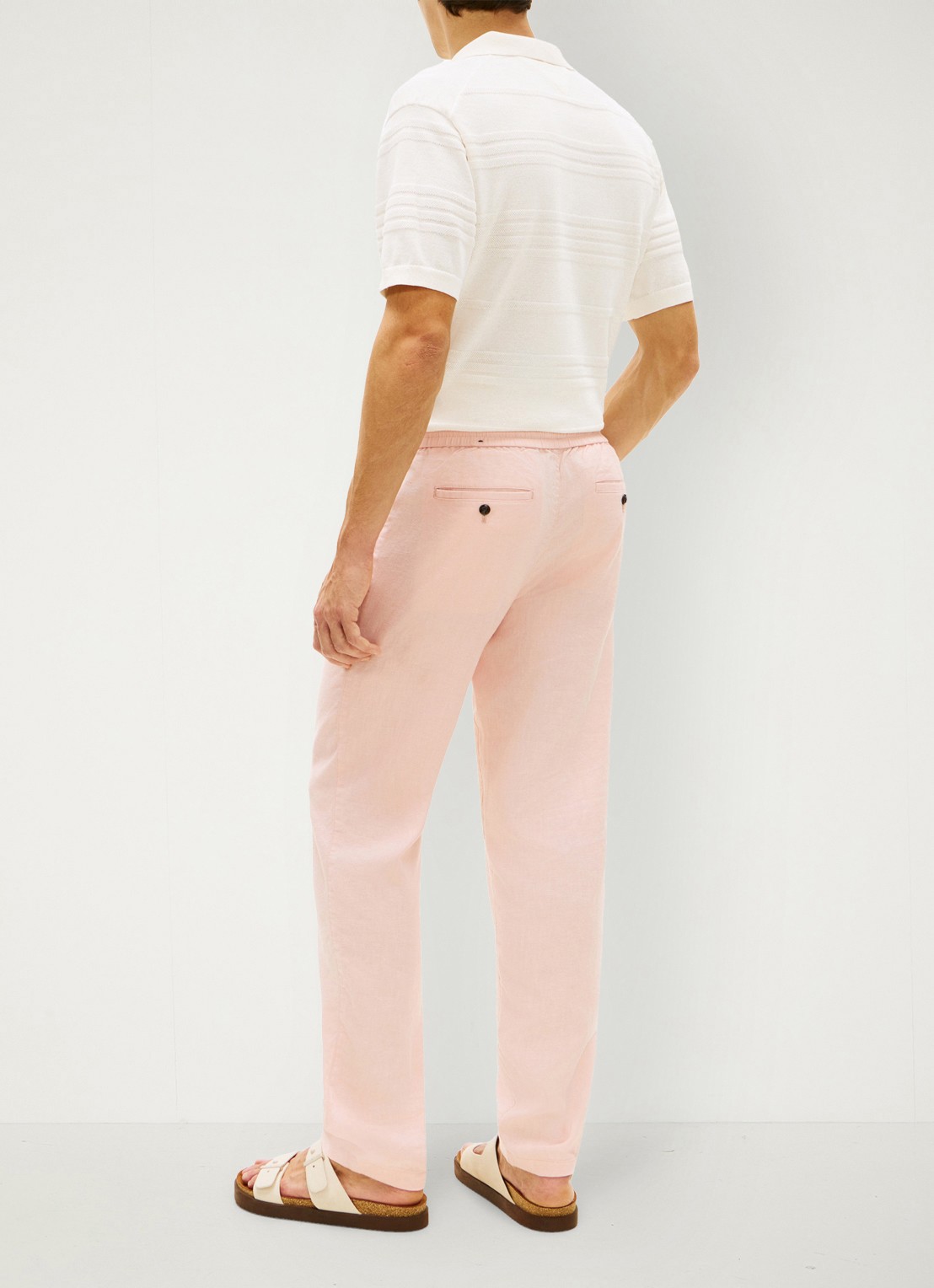 Tommy Hilfiger Tapered fit chino in linnenblend - achterkant groen