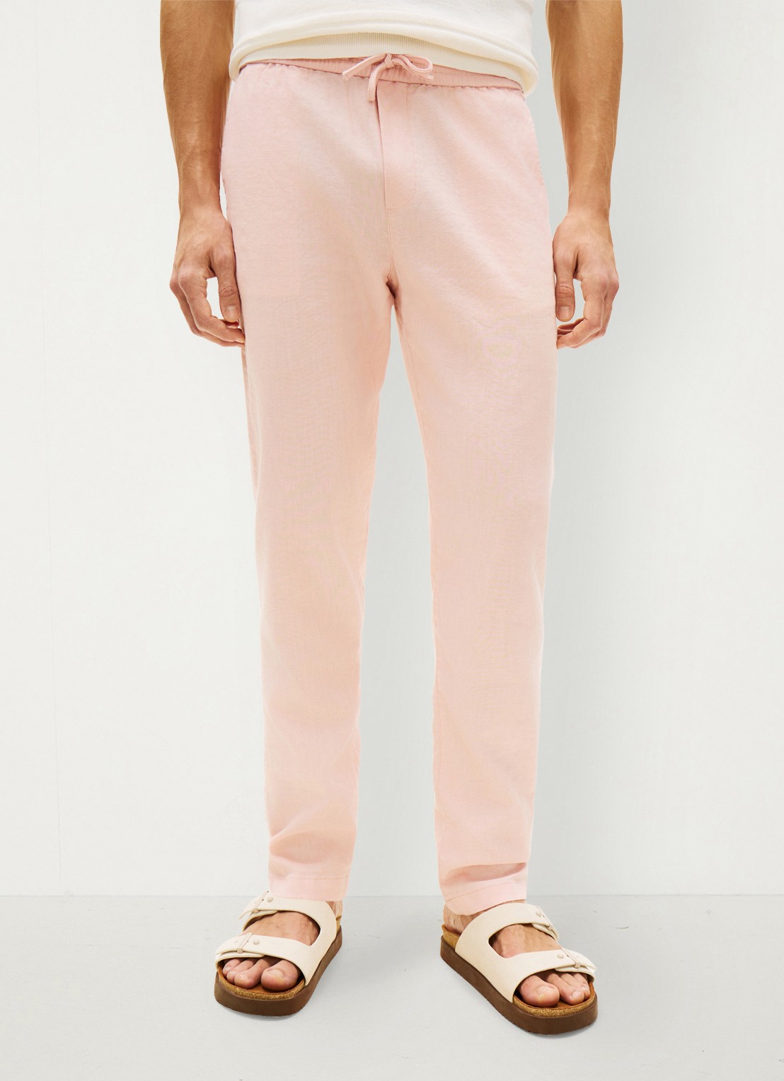 Tommy Hilfiger Tapered fit chino in linnenblend - detail 4 groen