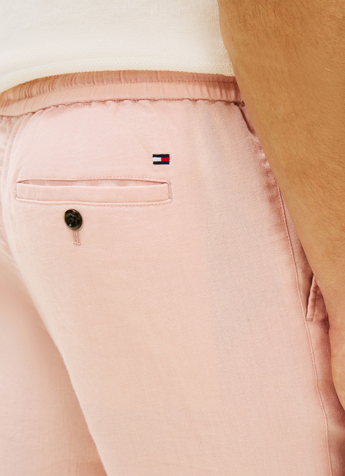 Tommy Hilfiger Tapered fit chino in linnenblend - detail 5 groen