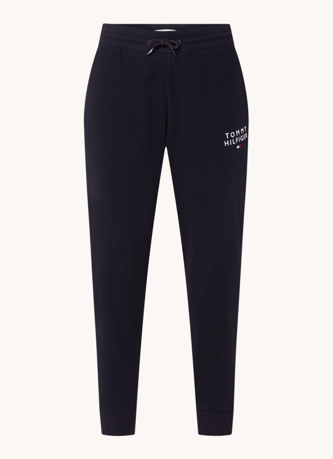 Tommy Hilfiger Tapered fit joggingbroek met logoborduring - voorkant 2 donkerblauw