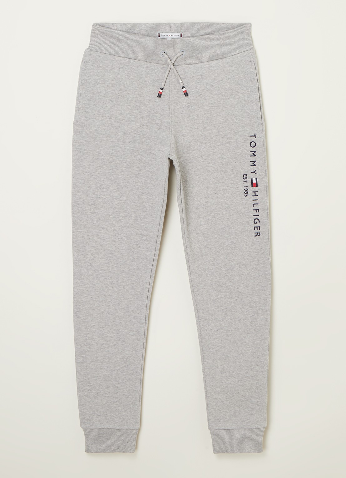 Tommy Hilfiger Tapered fit joggingbroek met logoborduring - voorkant grijsmele