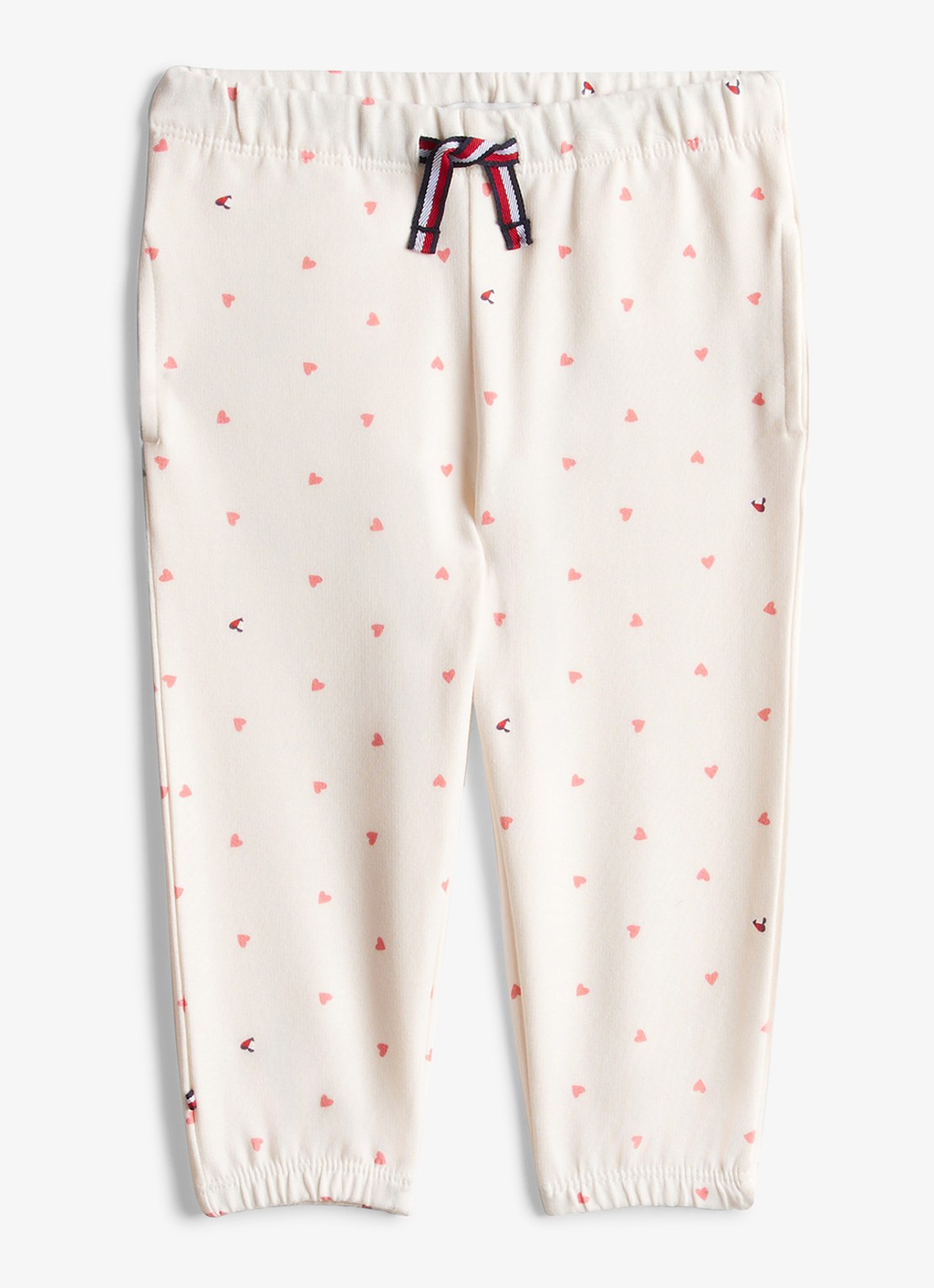 Tommy Hilfiger Tapered fit joggingbroek met print - voorkant gebroken wit