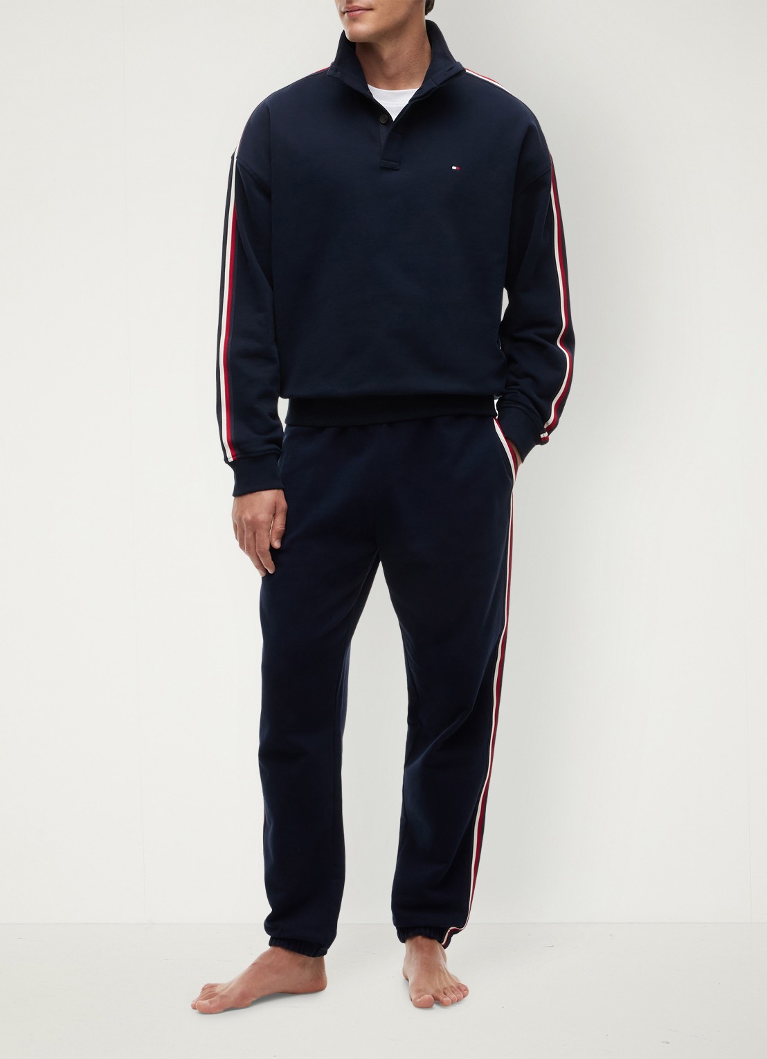 Tommy Hilfiger Tapered fit lounge joggingbroek met logoband - voorkant 2 donkerblauw