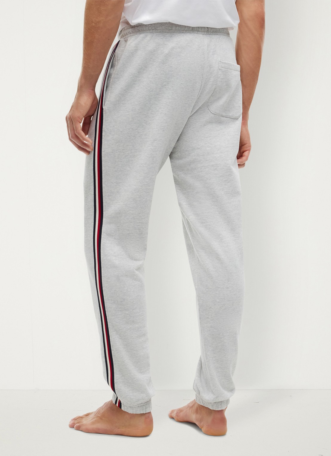 Tommy Hilfiger Tapered fit lounge joggingbroek met logoband - achterkant 3 lichtgrijs