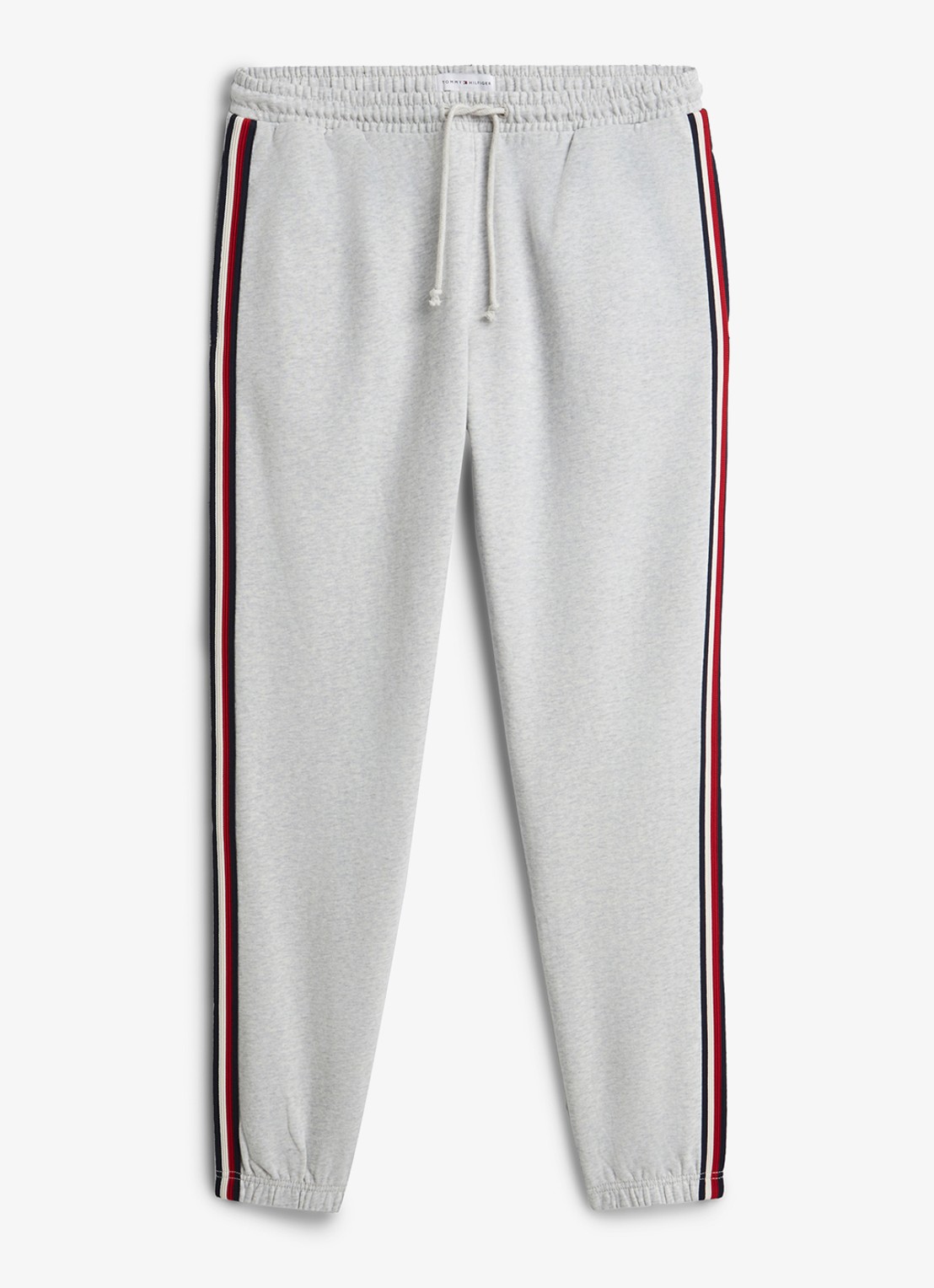 Tommy Hilfiger Tapered fit lounge joggingbroek met logoband - voorkant lichtgrijs