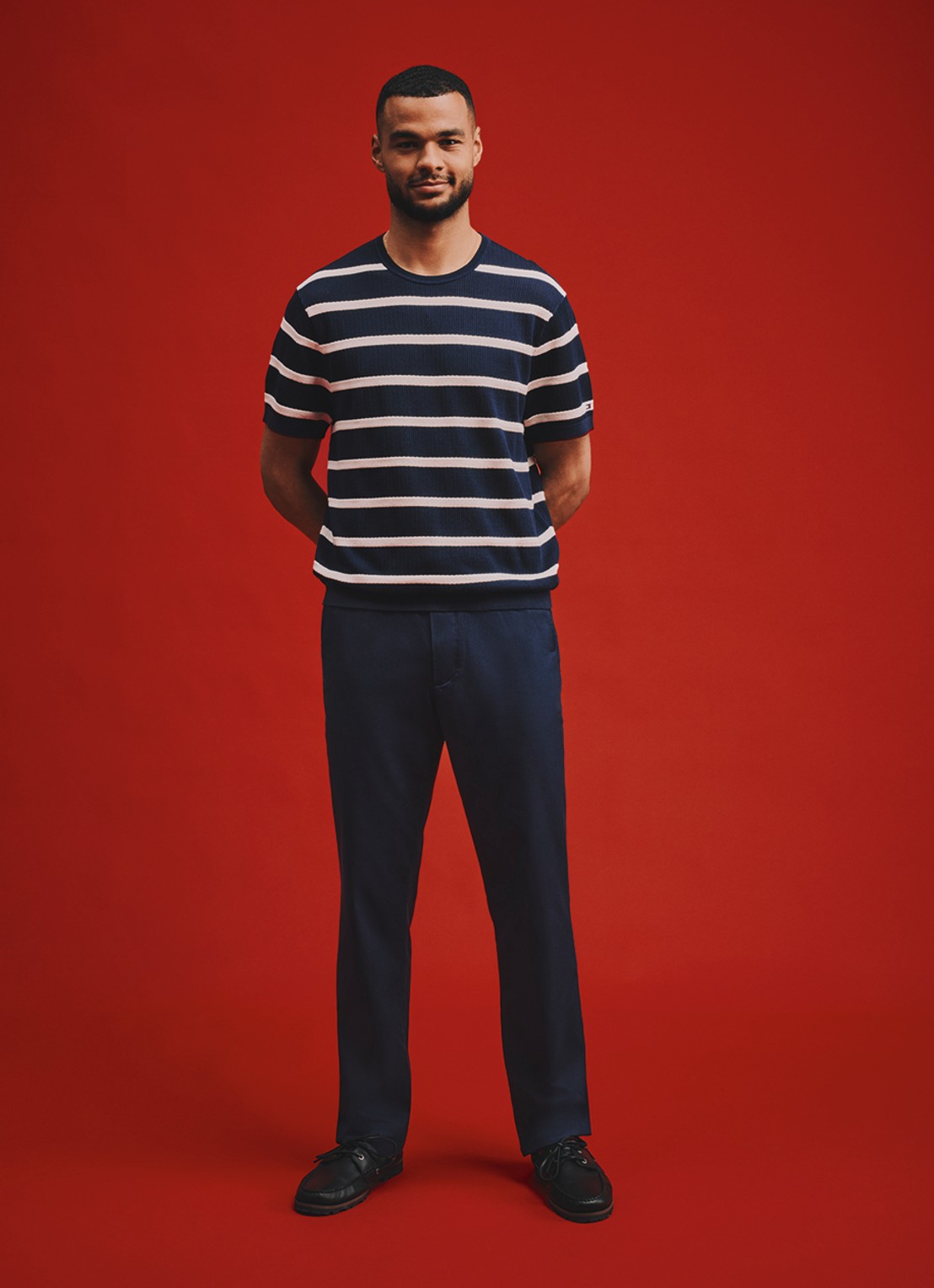 Tommy Hilfiger Tapered fit pantalon met steekzakken - voorkant 4 donkerblauw