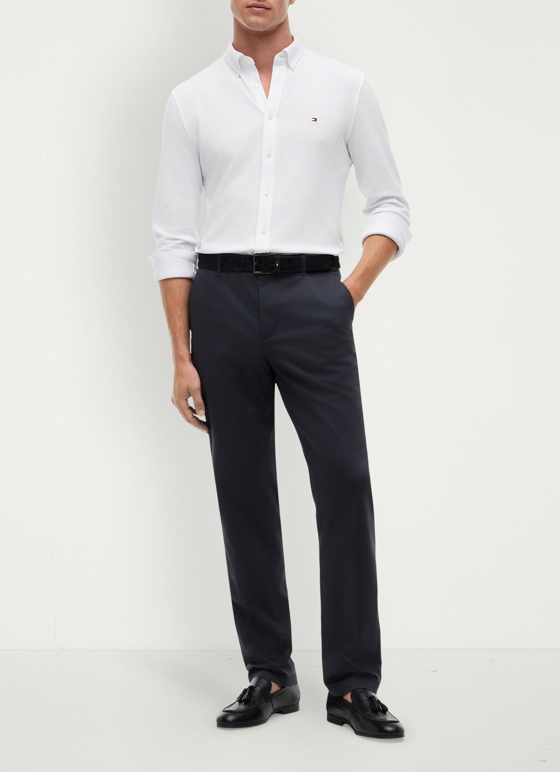 Tommy Hilfiger Tapered fit pantalon met steekzakken - voorkant 2 navy blue-dw5 / blauw