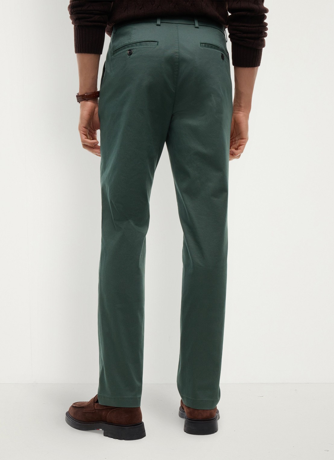 Tommy Hilfiger Tapered fit pantalon met steekzakken - achterkant riverbed green-mt0 / groen