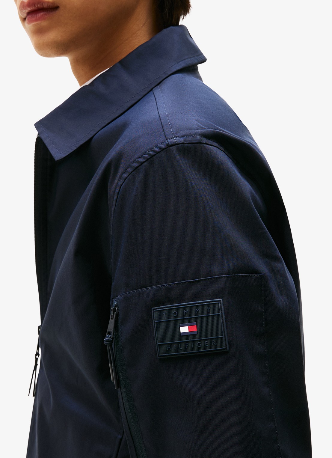 Tommy Hilfiger Tech jack met ritszakken - detail 4 donkerblauw