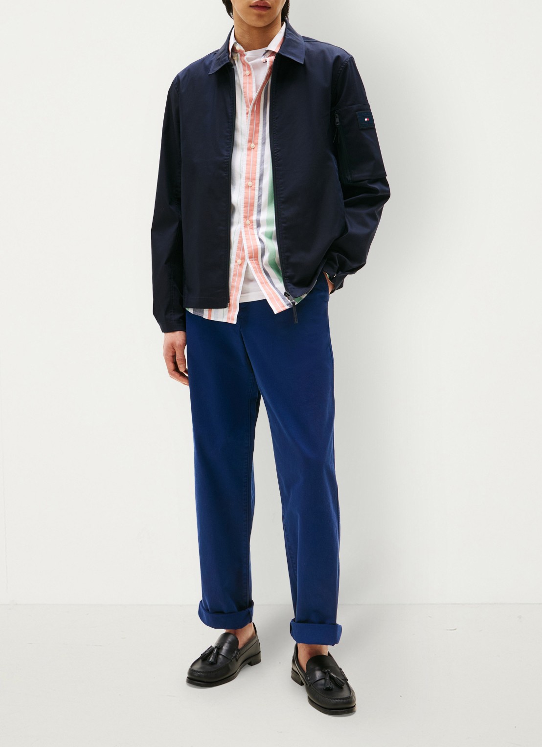 Tommy Hilfiger Tech jack met ritszakken - voorkant 7 donkerblauw