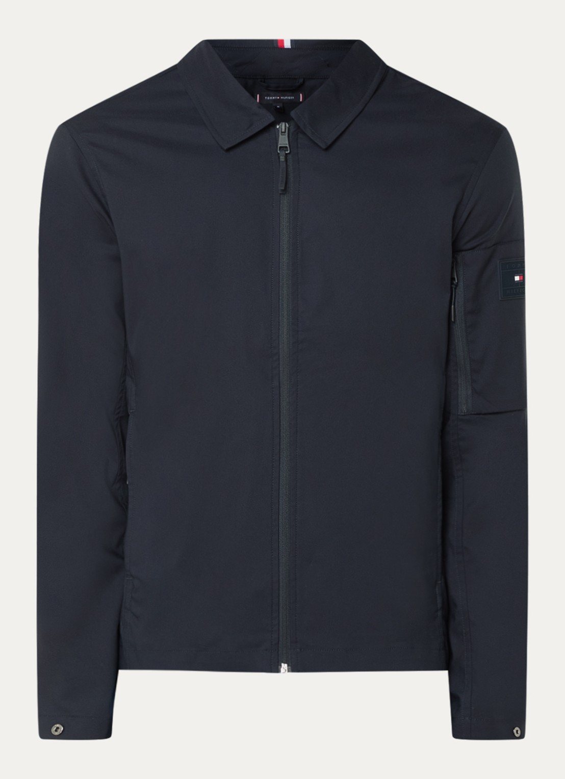Tommy Hilfiger Tech jack met ritszakken - voorkant 8 donkerblauw