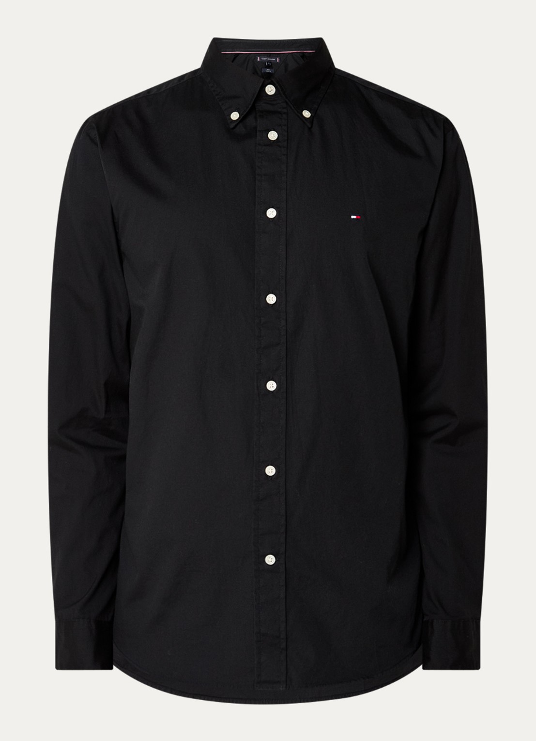 Tommy Hilfiger TH Flex regular fit overhemd met logo - voorkant 3 zwart