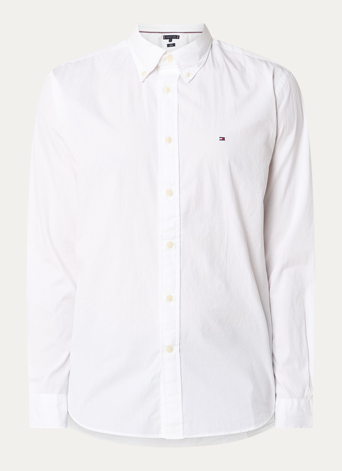 Tommy Hilfiger TH Flex regular fit overhemd met logo - voorkant wit
