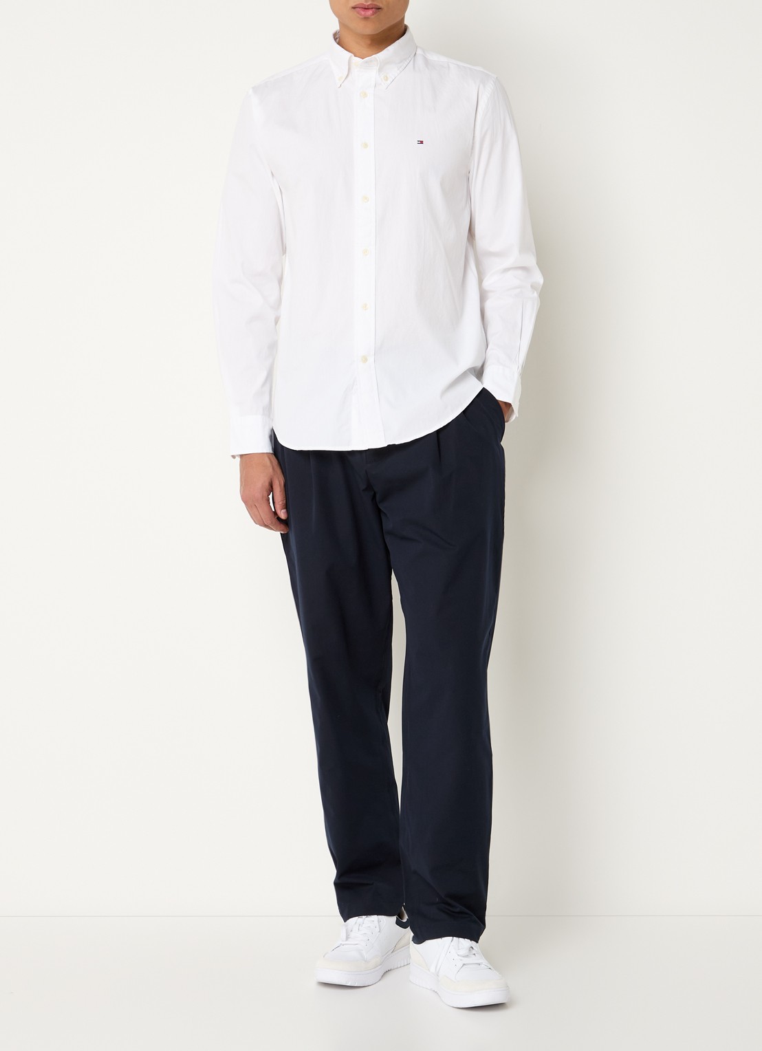 Tommy Hilfiger TH Flex regular fit overhemd met logo - voorkant 2 wit