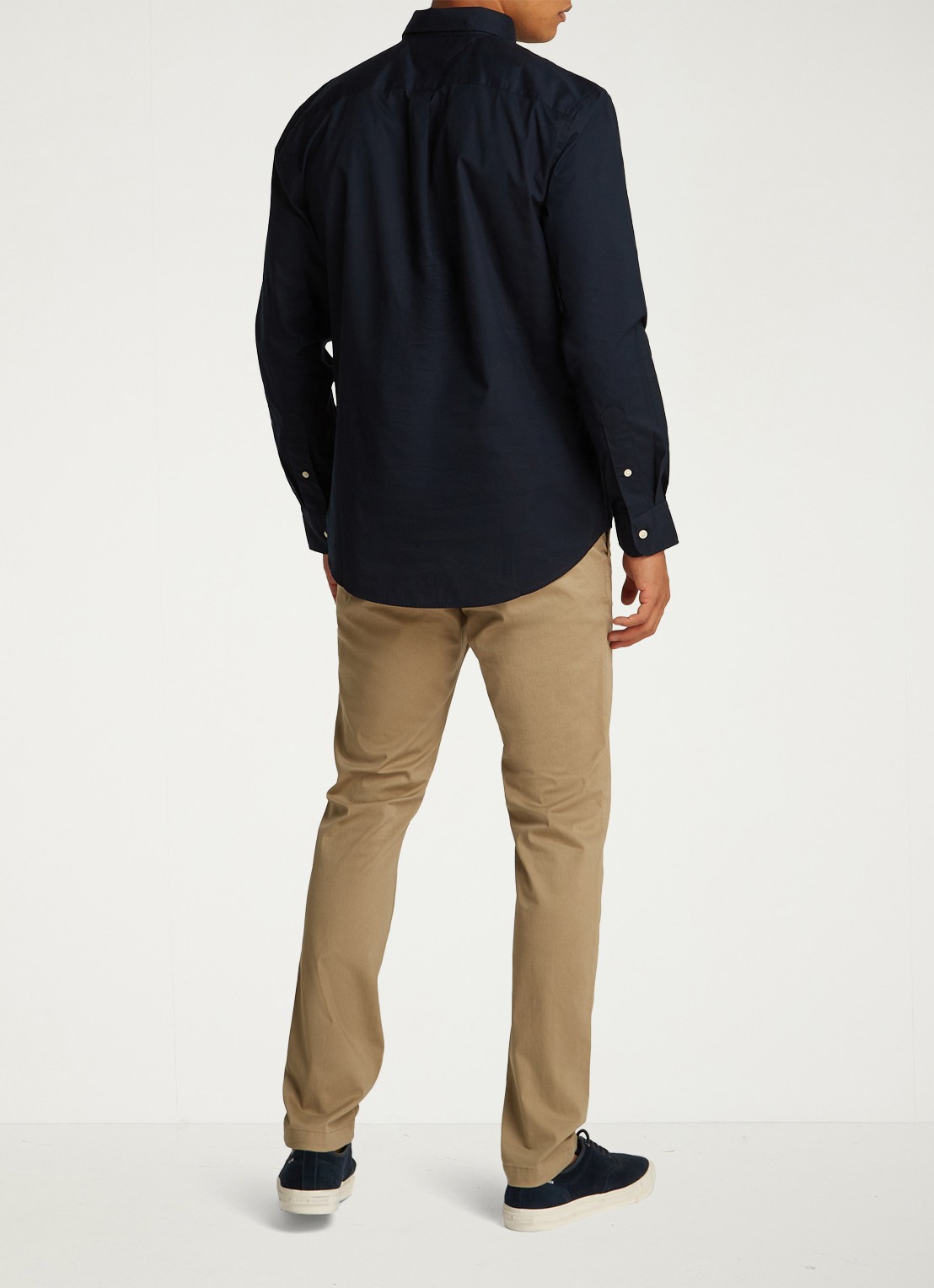 Tommy Hilfiger TH Flex regular fit overhemd met logo - achterkant 4 donkerblauw