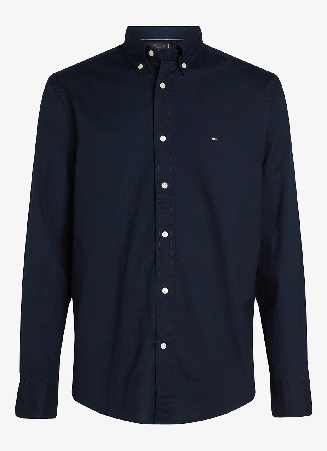 Tommy Hilfiger TH Flex regular fit overhemd met logo - voorkant donkerblauw