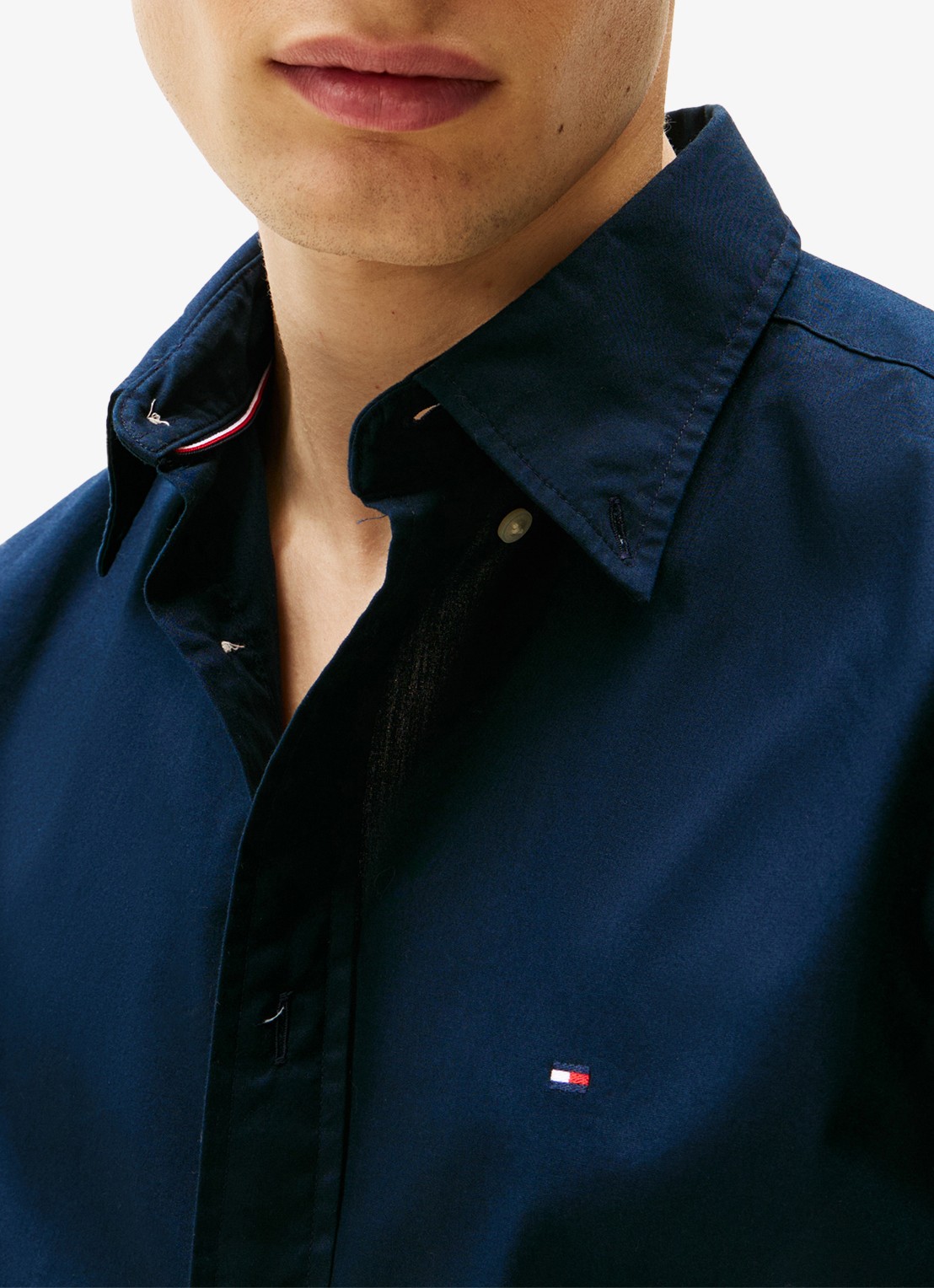 Tommy Hilfiger TH Flex regular fit overhemd met logo - detail 9 donkerblauw