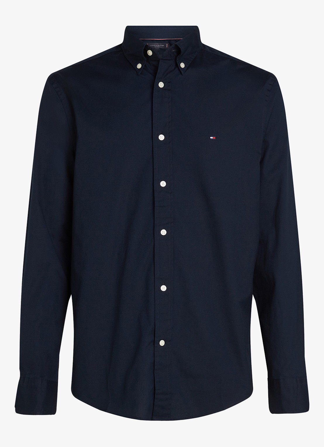 Tommy Hilfiger TH Flex regular fit overhemd met logo - voorkant 3 donkerblauw