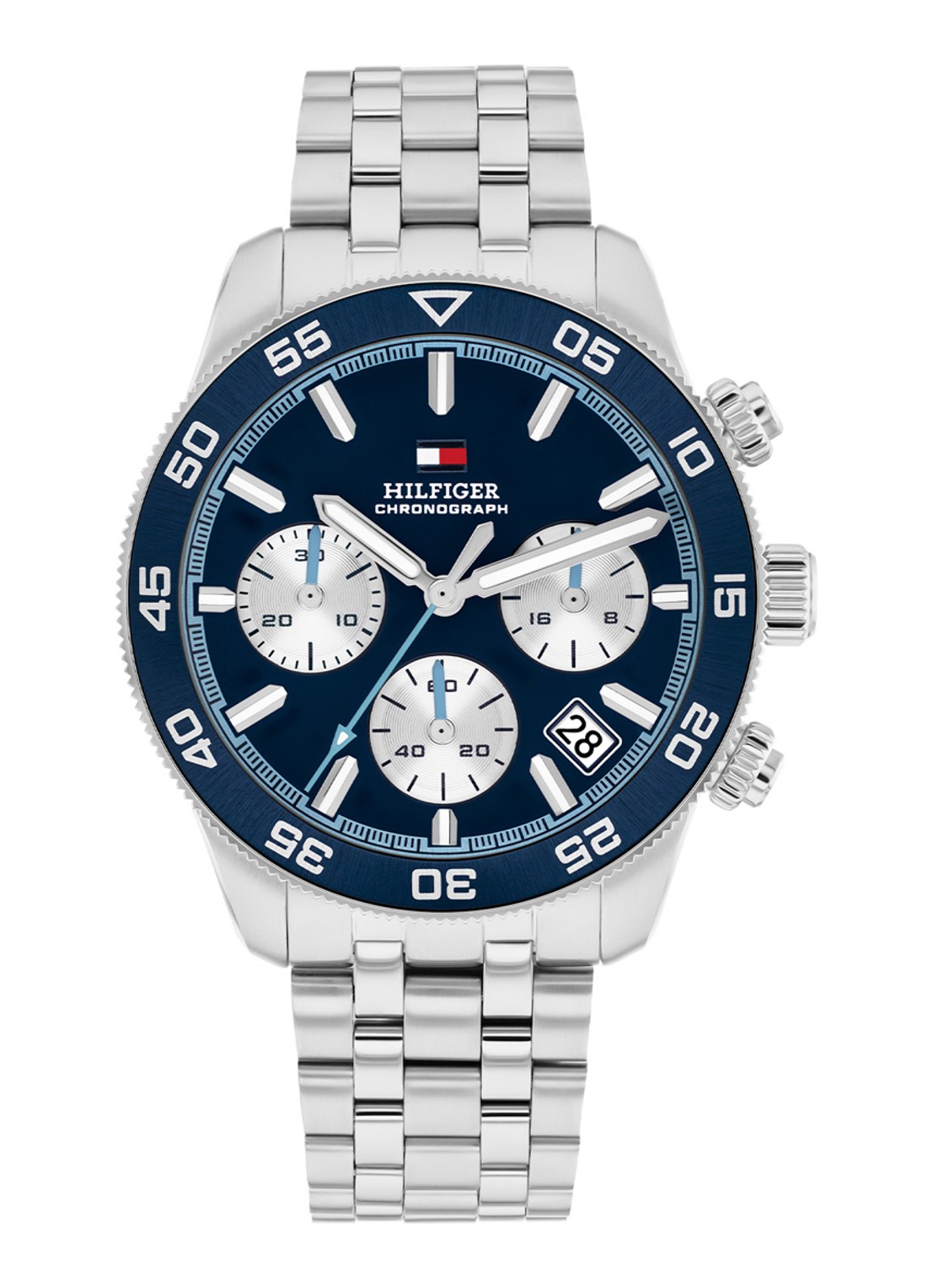 Tommy Hilfiger Th85 chrono horloge TH1710743 - voorkant zilver