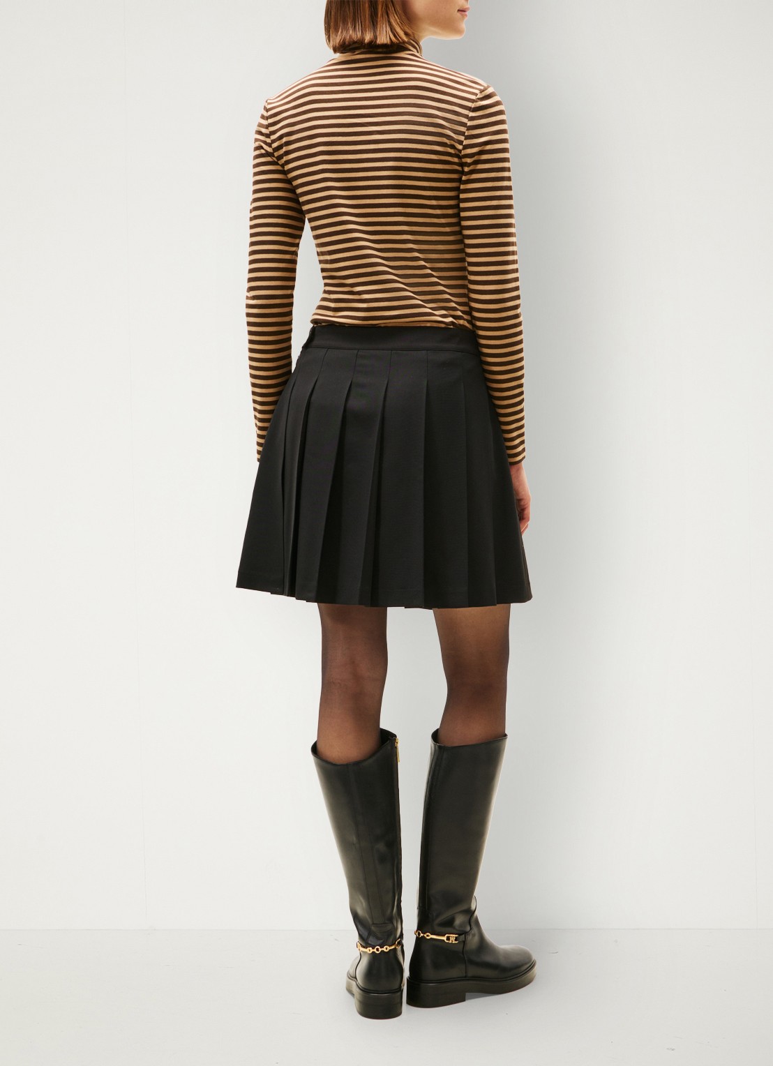 Tommy Hilfiger Timeless minirok in wolblend met plooien - achterkant 5 zwart