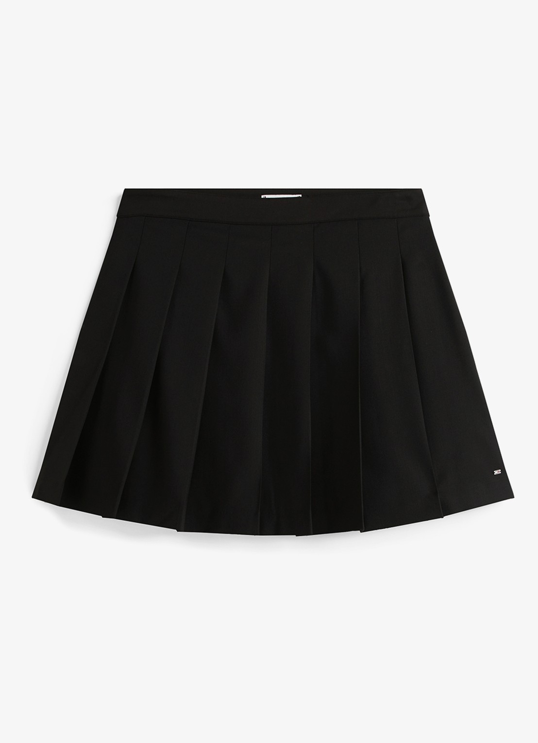 Tommy Hilfiger Timeless minirok in wolblend met plooien - voorkant zwart