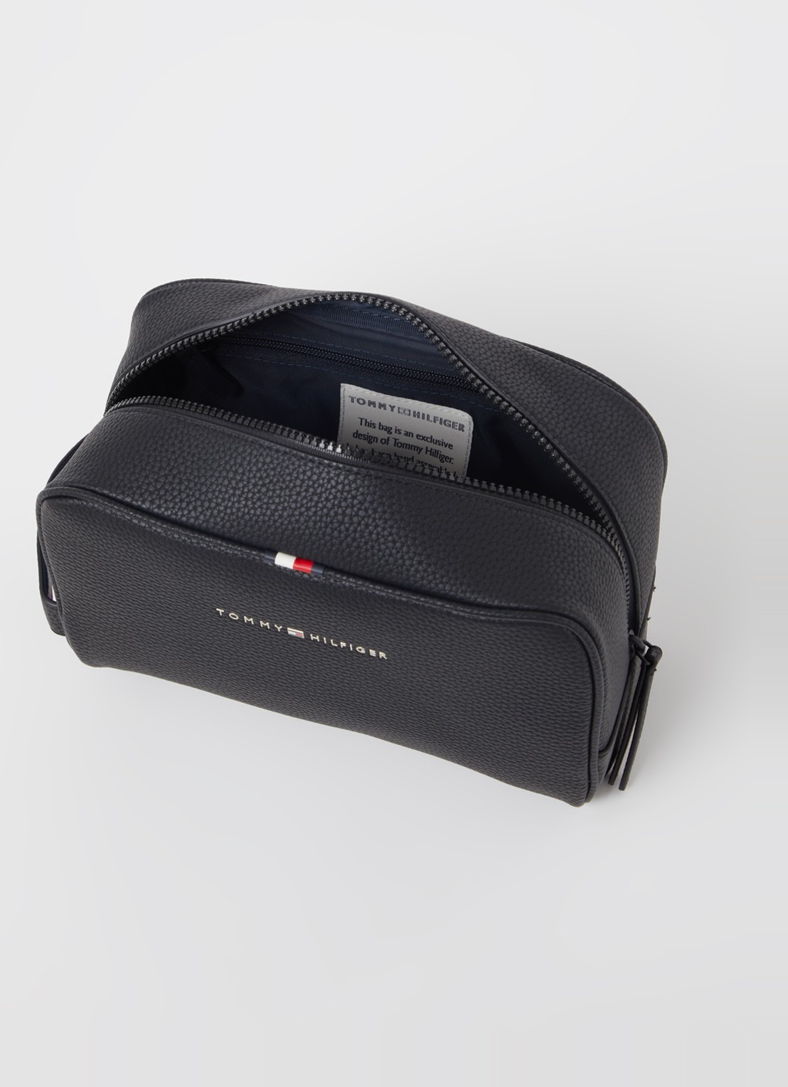 Tommy Hilfiger Toilettas met logo  - voorkant 2 zwart