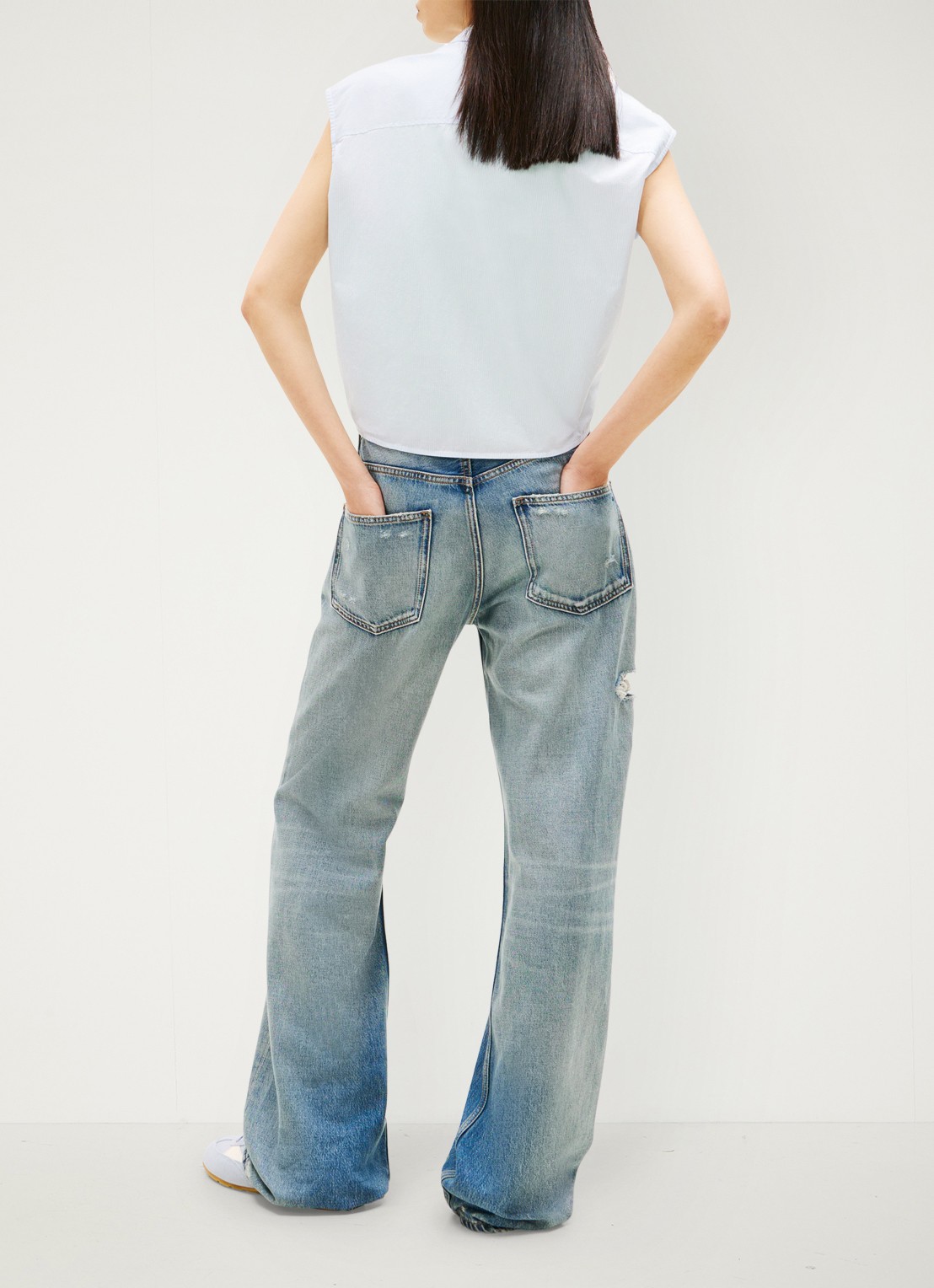 Tommy Hilfiger Top met knoopdetail - achterkant 3 lichtblauw