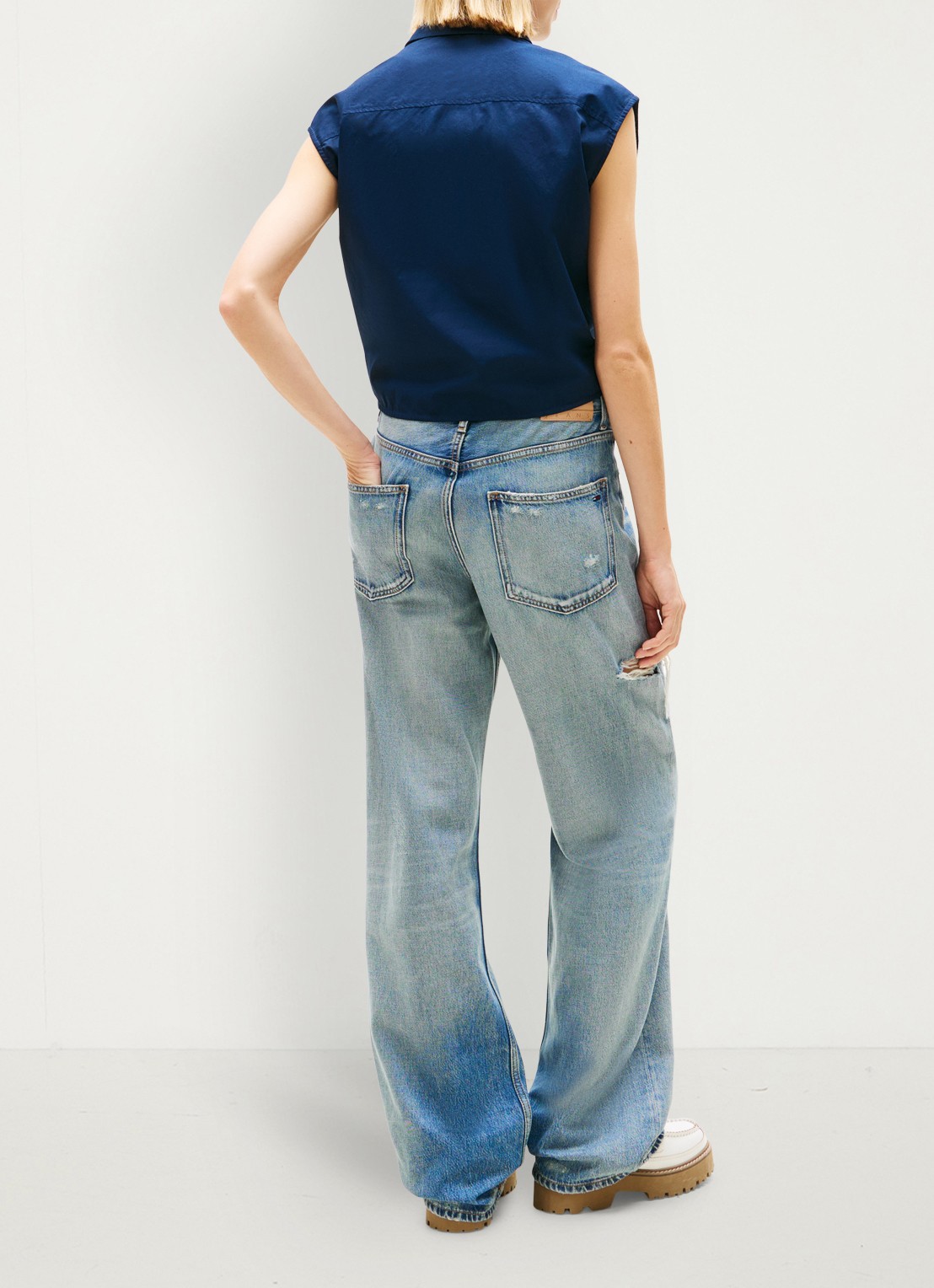 Tommy Hilfiger Top met knoopdetail - achterkant 4 donkerblauw