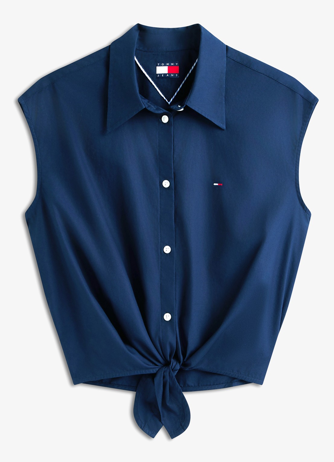 Tommy Hilfiger Top met knoopdetail - voorkant 3 donkerblauw