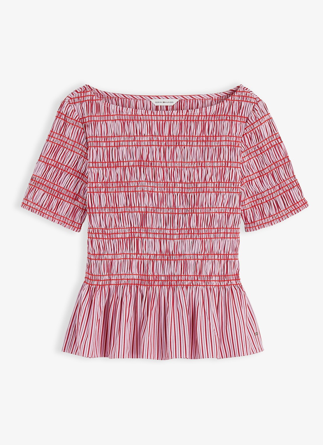 Tommy Hilfiger Top met peplum en streepprint - voorkant 3 roze