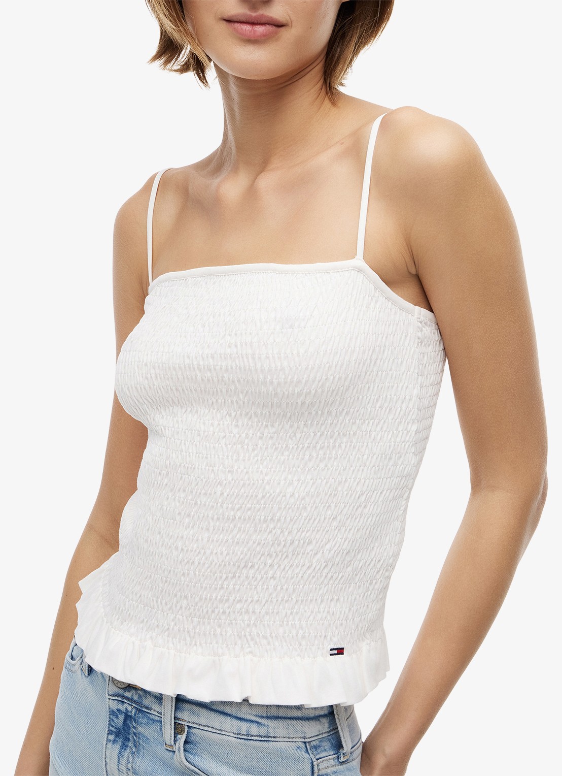 Tommy Hilfiger Top met ruches - detail 4 gebroken wit