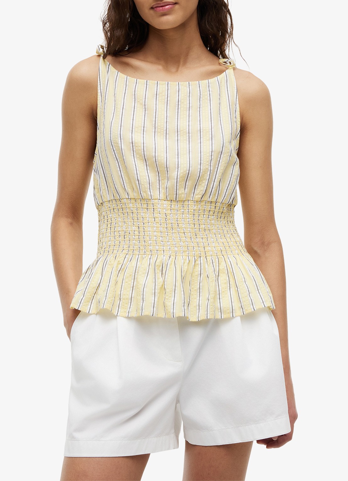 Tommy Hilfiger Top met streepprint - detail 2 lichtgeel