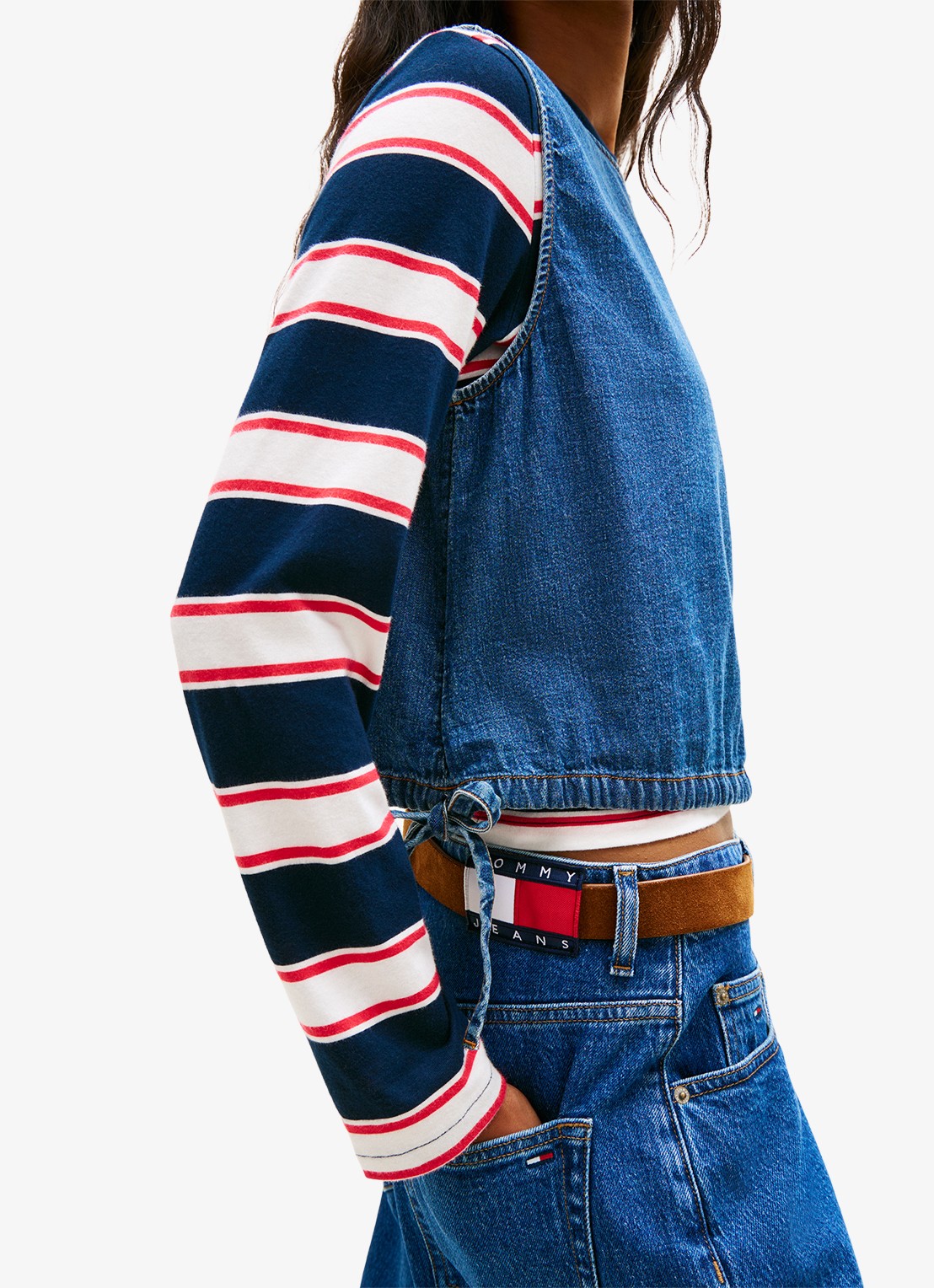 Tommy Hilfiger Top van denim - detail 2 donkerblauw