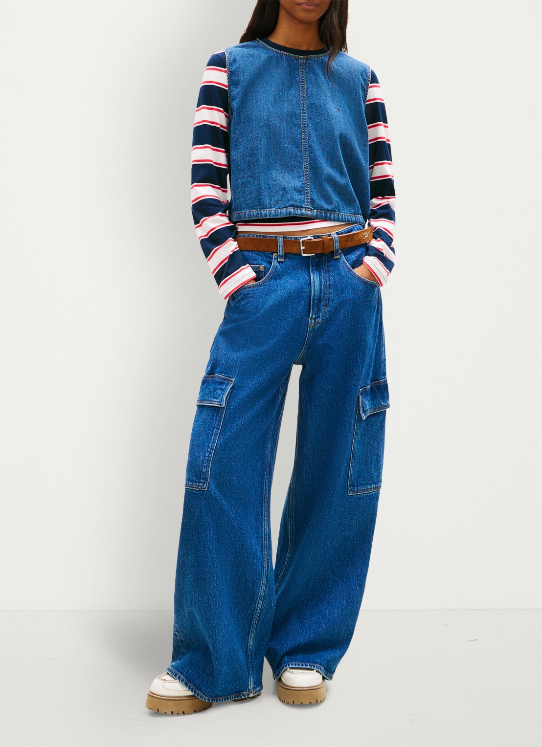 Tommy Hilfiger Top van denim - voorkant 5 donkerblauw