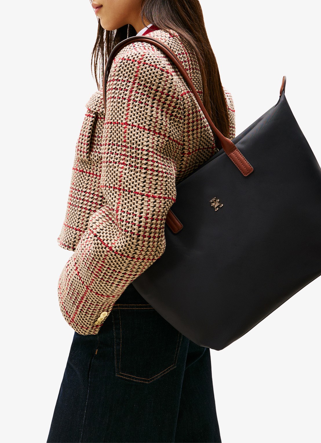Tommy Hilfiger Tote shopper met logo - voorkant 2 zwart