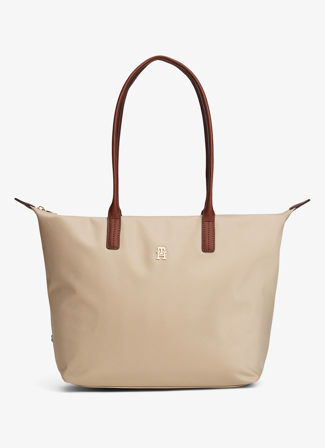 Tommy Hilfiger Tote shopper met logo - voorkant 4 sandalwood-rbt / bruin